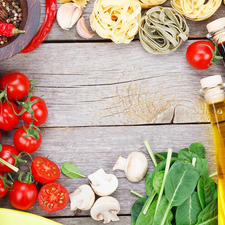 vegetables, Pasta, tomatoes, Mushrooms, spaghetti, boarding, oil, Components, spinach