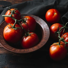 plate, tomatoes, rubber, vegetables