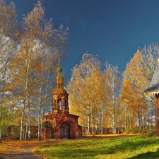 viewes, autumn, decorating, trees, temple