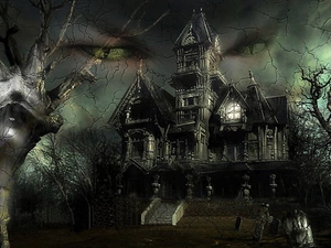 trees, viewes, Castle, Night, fear