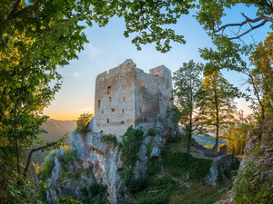trees, viewes, Castle, ruins, Rocks