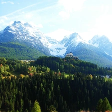 Castle, trees, viewes, Mountains