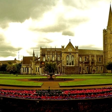 Church, trees, viewes, Garden