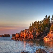 Cliffs, trees, viewes, sea