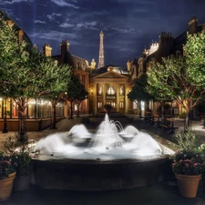 viewes, France, fountain, trees, Hotel hall