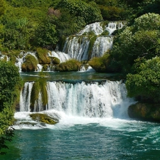 River, trees, viewes, waterfall