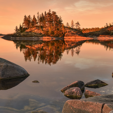 rocks, Russia, trees, viewes, Islets, Lake Ladoga