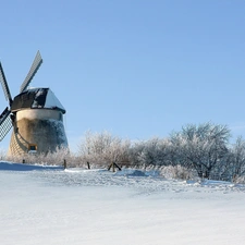 Windmill, trees, viewes, snow