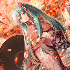 umbrella, Manga Anime, Vocaloid, kimono, Hatsune Miku