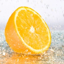 water, orange, drops