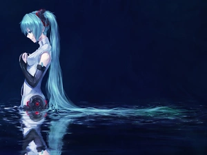 water, Miku, Hair
