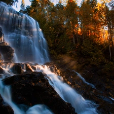 Stones, Great Sunsets, waterfall