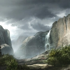 waterfall, Great, Mountains
