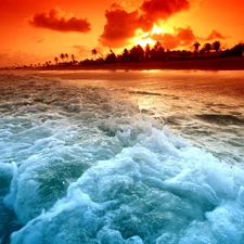 Great Sunsets, sea, Waves, Beaches