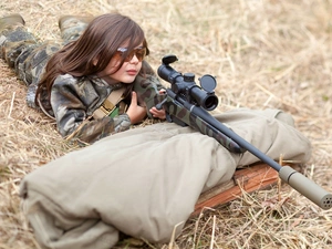 Weapons, girl, Glasses