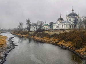 Rain, River, Church, weather