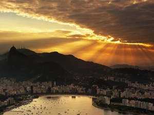 sun, rays, Brazil, west, Rio de Janeiro