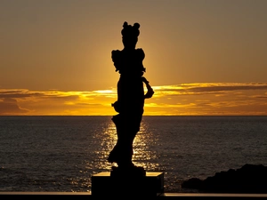 Women, Statue monument, west, sun, sea