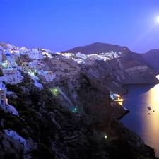 Aegean, Santorini, White, Town, Island, sea