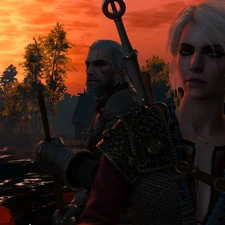 The Witcher 3 Wild Hunt, The Witcher 3 Wild Hunt, Geralt, Great Sunsets, Ciri