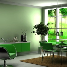 Green, furniture, Window, dining room