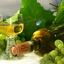 wine glass, grapes, Wine