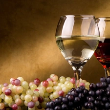 Wine, Grapes, glasses