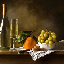 Grapes, Bottle, Wine, orange