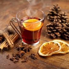Mulled, spice, cones, Wine