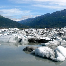 winter, Mountains, River