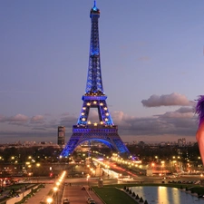 light, Eiffla Tower, Women, Streets