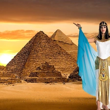 west, Pyramids, Women, sun