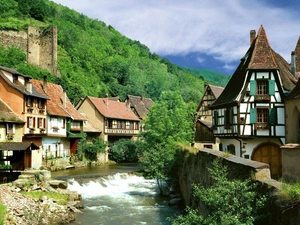 River, woods, Kaysersberg, Houses, Austria