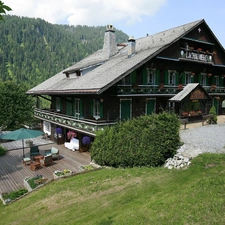 woods, Restaurant, Mountains