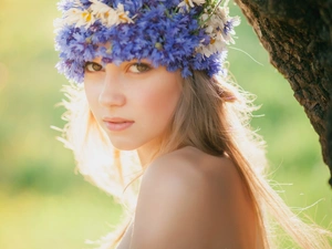 Blonde, floral, Meadow, wreath