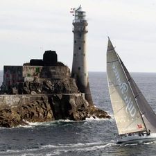 Lighthouses, Rock, Yacht, an