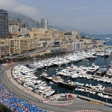 town, Monaco, Yachts, vessels, port, panorama