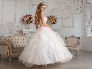 White, wedding dress, young lady, marriage, Women