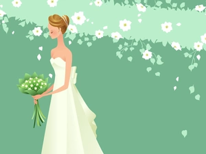 lady, bouquet, Flowers, young