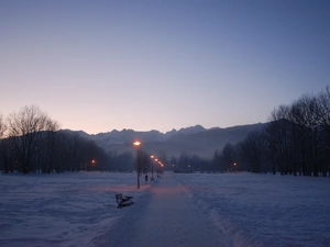 Mountains, winter, lane, Zakopane